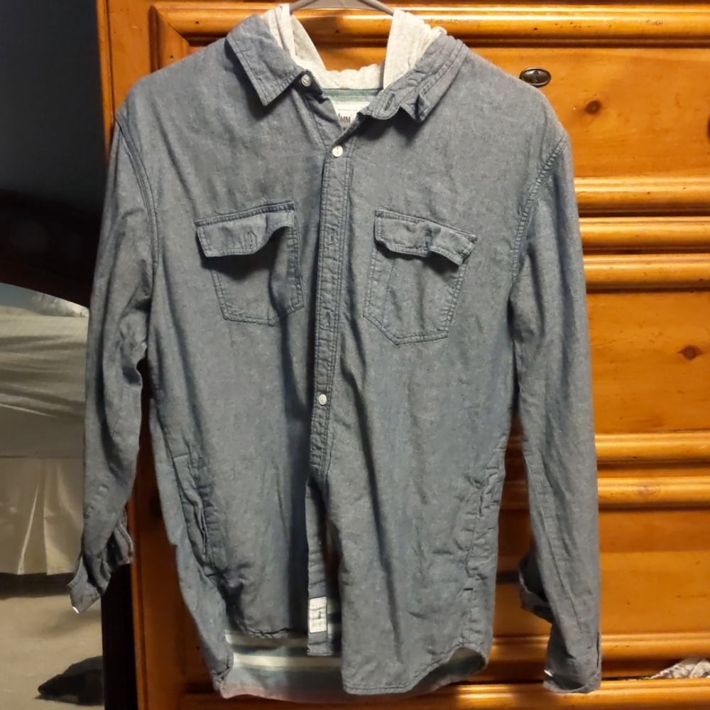 Button up hooded denim jacket